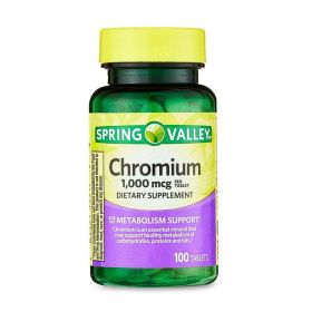 Spring Valley Chromium Metabolism Support Dietary Supplement Tablets, 1,000 mcg, 100 Count