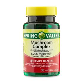 Spring Valley Mushroom Complex Dietary Supplement,6,200mg Equivalent Serving, 30 Vegetarian Capsules