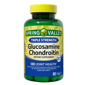 Spring Valley Triple Strength Glucosamine Chondroitin Tablets Dietary Supplement;  80 Count
