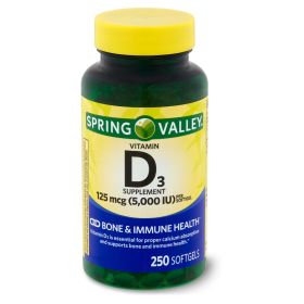 Spring Valley Vitamin D3 Softgels;  125 mcg;  5; 000 IU;  250 Count