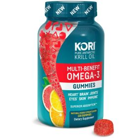 Kori Krill Multi-Benefit Omega-3 Citrus Flavor Gummies, 120 Count