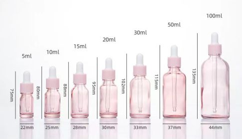 Glass Fine Oil Bottle Avoid Light Glue Head Dropper Bottle  Stock Bottling Cosmetics (Option: Pink-100ml)