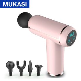 MUKASI LCD Display Massage Gun Portable Percussion Pistol Massager For Body Neck Deep Tissue Muscle Relaxation Gout Pain Relief (Color: Pink LCD Display)
