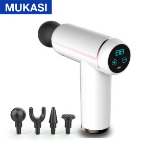 MUKASI LCD Display Massage Gun Portable Percussion Pistol Massager For Body Neck Deep Tissue Muscle Relaxation Gout Pain Relief (Color: White LCD Display)